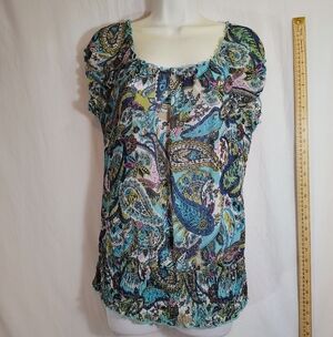 Cato Blue Green Paisley Blouse